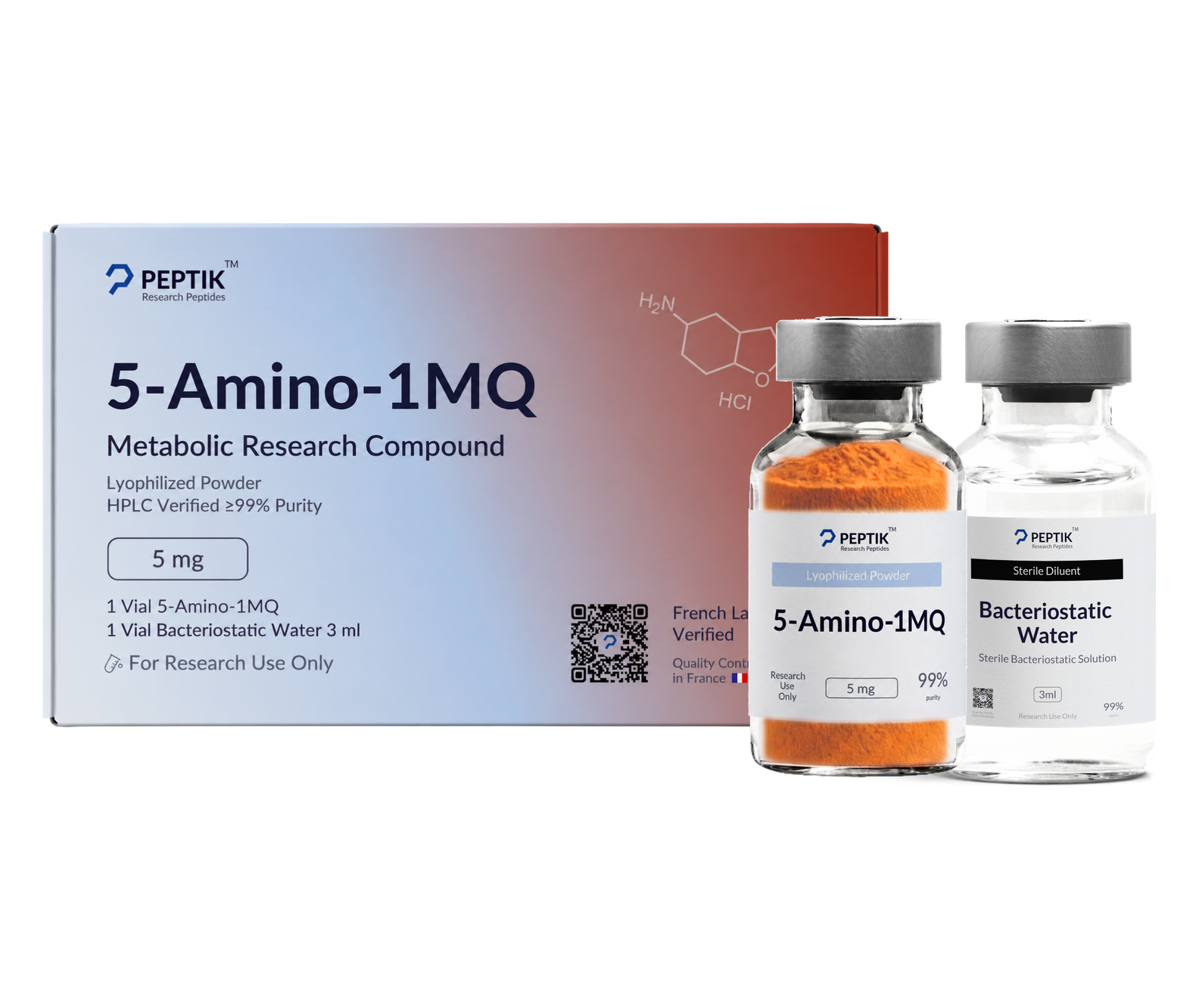 5-Amino-1MQ Lyophilized Vial + Sterile Water: Vial