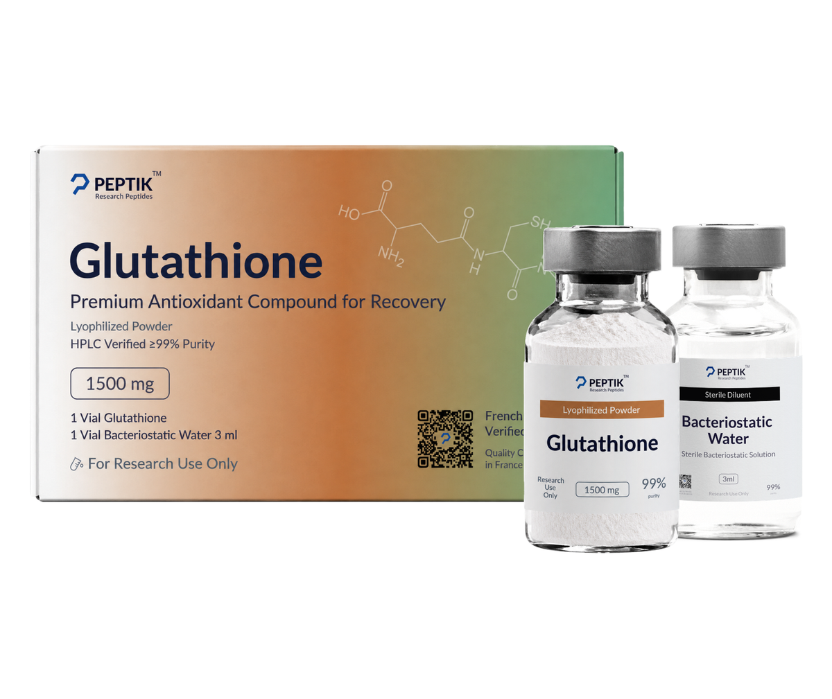 Glutathione 1500mg vial with bacteriostatic water